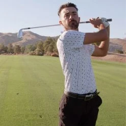 Miura Peter Black Quail Polo Miura Microprint -Cheap Fairway Golf Store MIU0161b