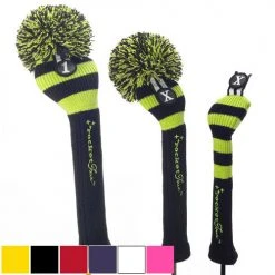 RocketTour Black Base Rugby Stripe Pom Pom Headcover