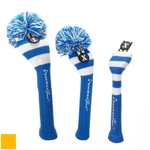 RocketTour Royal Blue Base Rugby Stripe Pom Pom Headcover 1 RocketTour Royal Blue Base Rugby Stripe Pom Pom Headcover