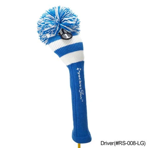 RocketTour Royal Blue Base Rugby Stripe Pom Pom Headcover 2 RocketTour Royal Blue Base Rugby Stripe Pom Pom Headcover - Image 2