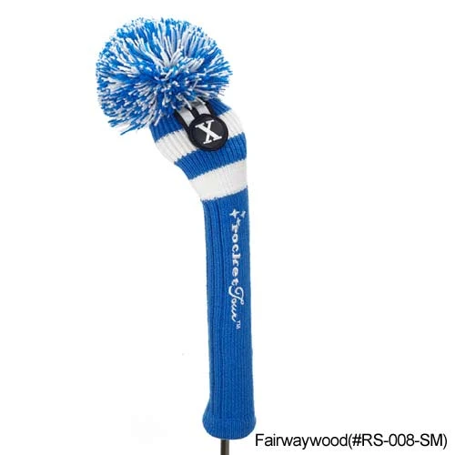 RocketTour Royal Blue Base Rugby Stripe Pom Pom Headcover 3 RocketTour Royal Blue Base Rugby Stripe Pom Pom Headcover - Image 3
